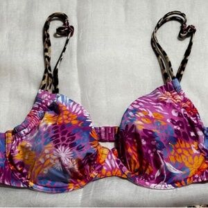 LASCANA Women’s Leopard Floral Print Bikini Top Sz 36B